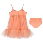 Baby Girls Coral Bow Tulle Dress Set, 1, hi-res