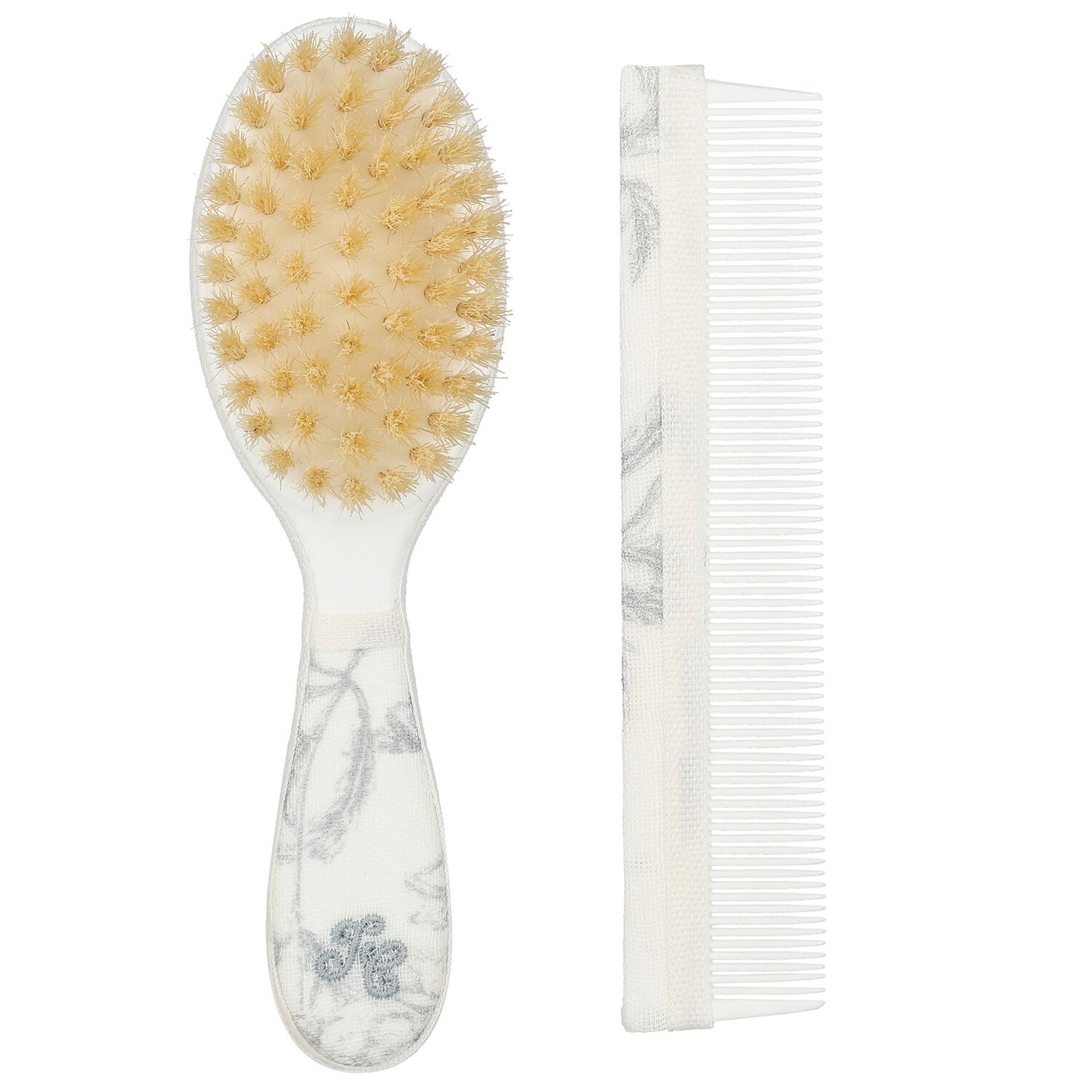 Ivory & Grey Toile de Jouy Brush & Comb Set, 2, hi-res
