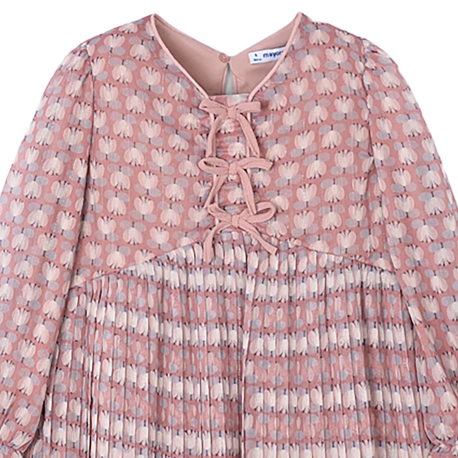 فستان بنات مزين بزهور باللون الوردى, 2, hi-res