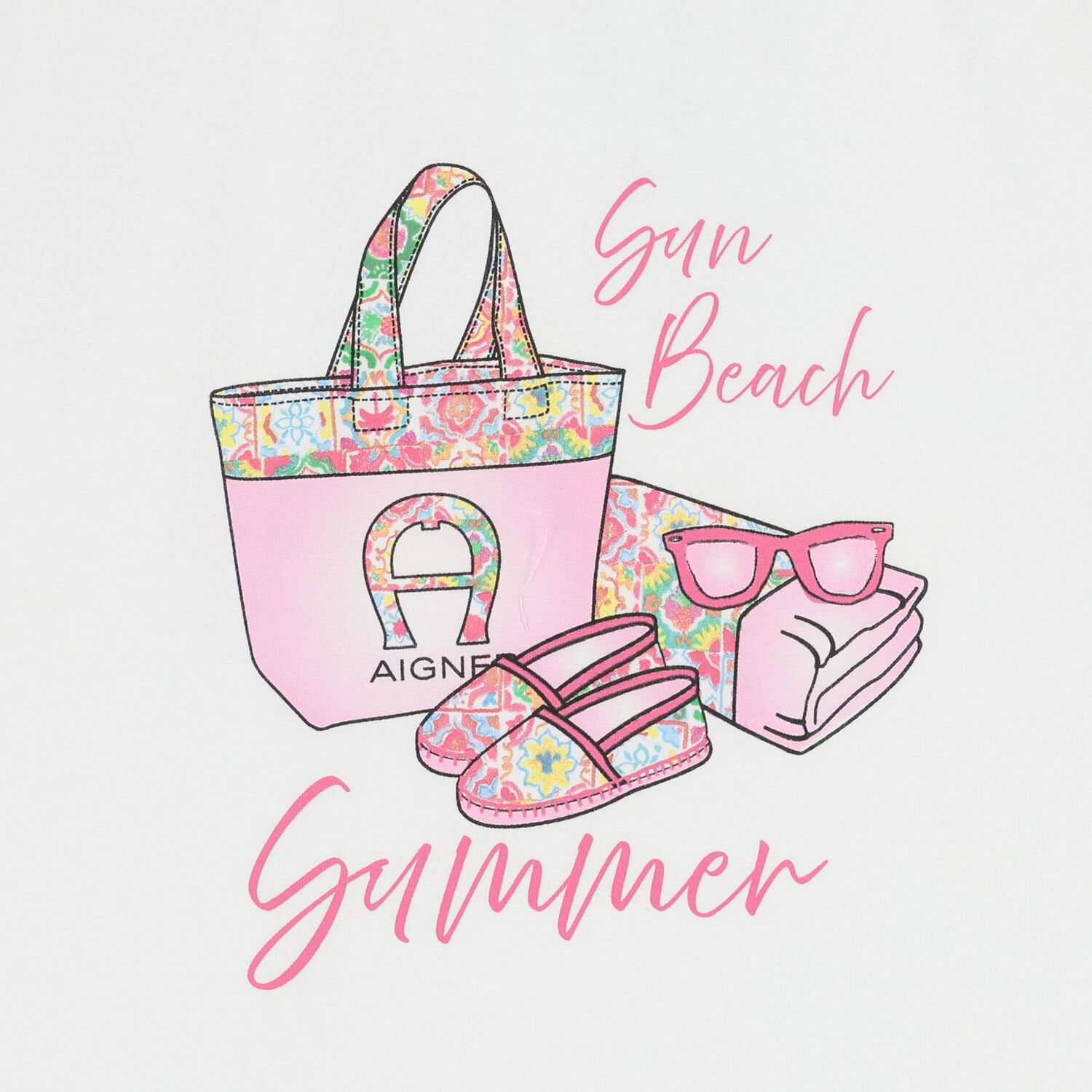 تيشيرت باللون أبيض بشعار للبنات, 1, hi-res