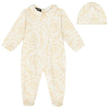 Ivory & Beige Barocco Babygrow Gift Set