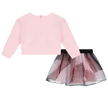 Younger Girls Pink Logo Skirt Set