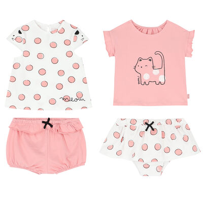 Baby Girls White & Pink 4 Piece Set