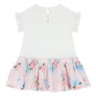 Younger Girls White & Pink Floral Dress , 1, hi-res