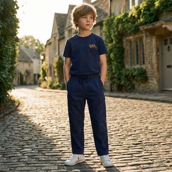 Boys Navy Blue Logo Trousers