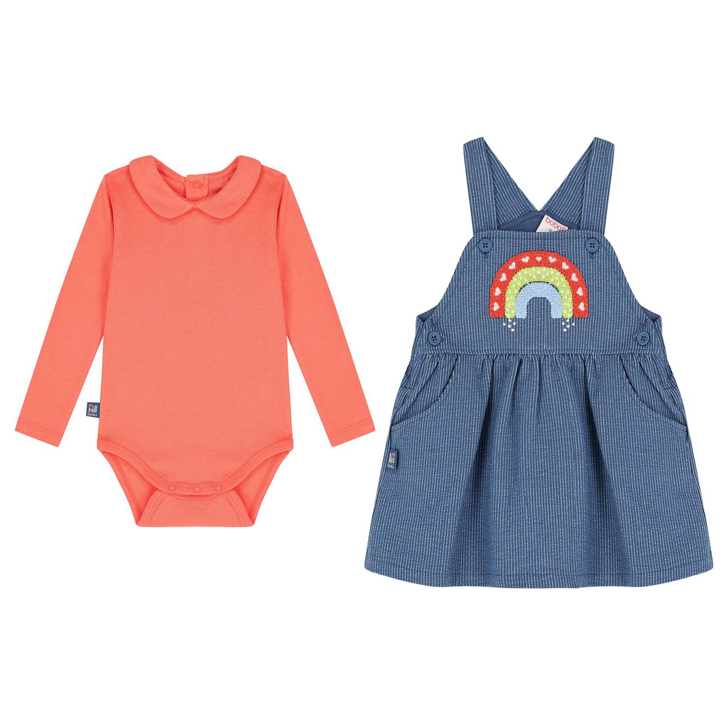Baby Girls Coral & Blue Skirt Set, 1, hi-res image number null