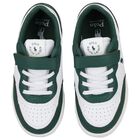 Boys White & Green Logo Trainers, 1, hi-res