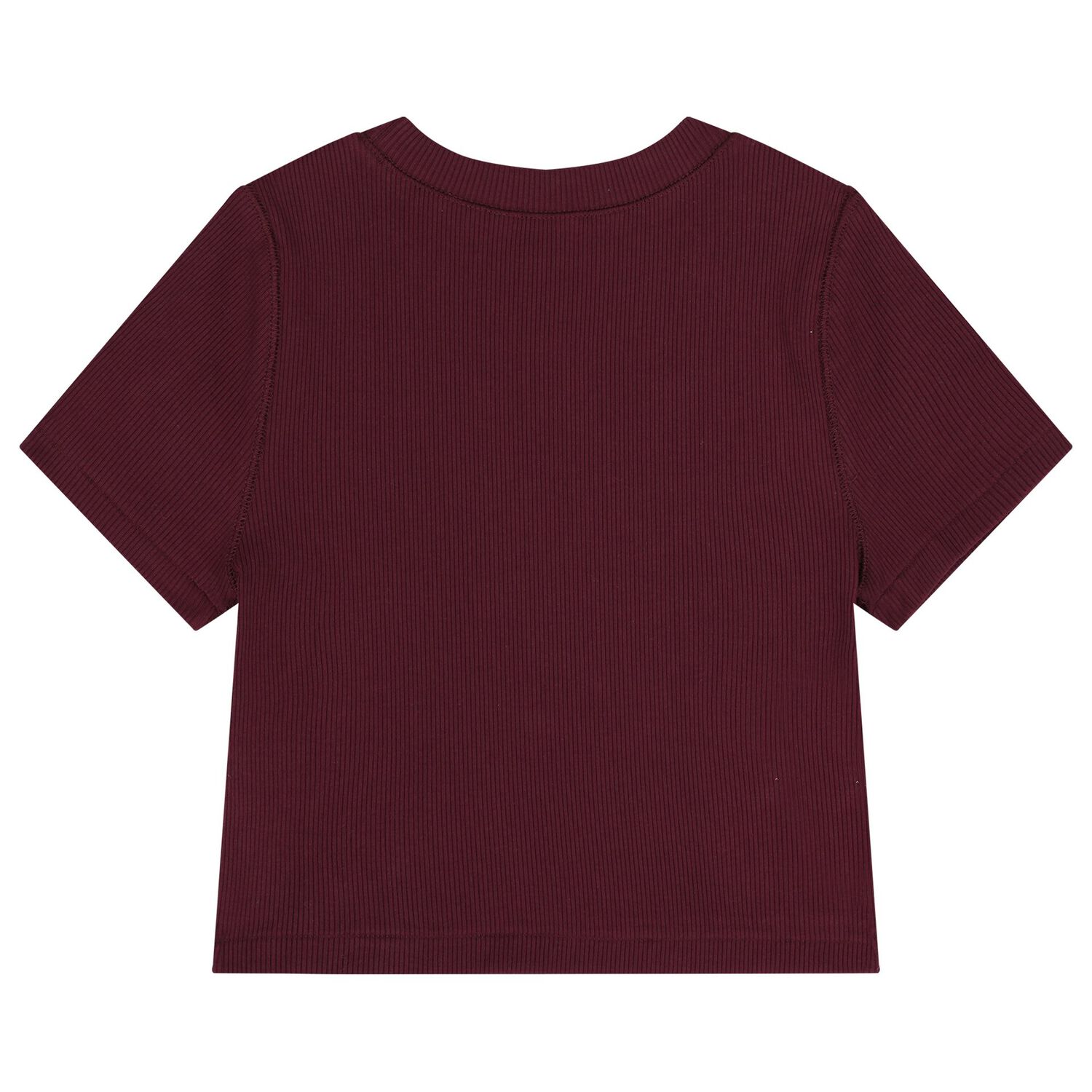 Girls Burgundy Logo Ribbed T-Shirt, 1, hi-res