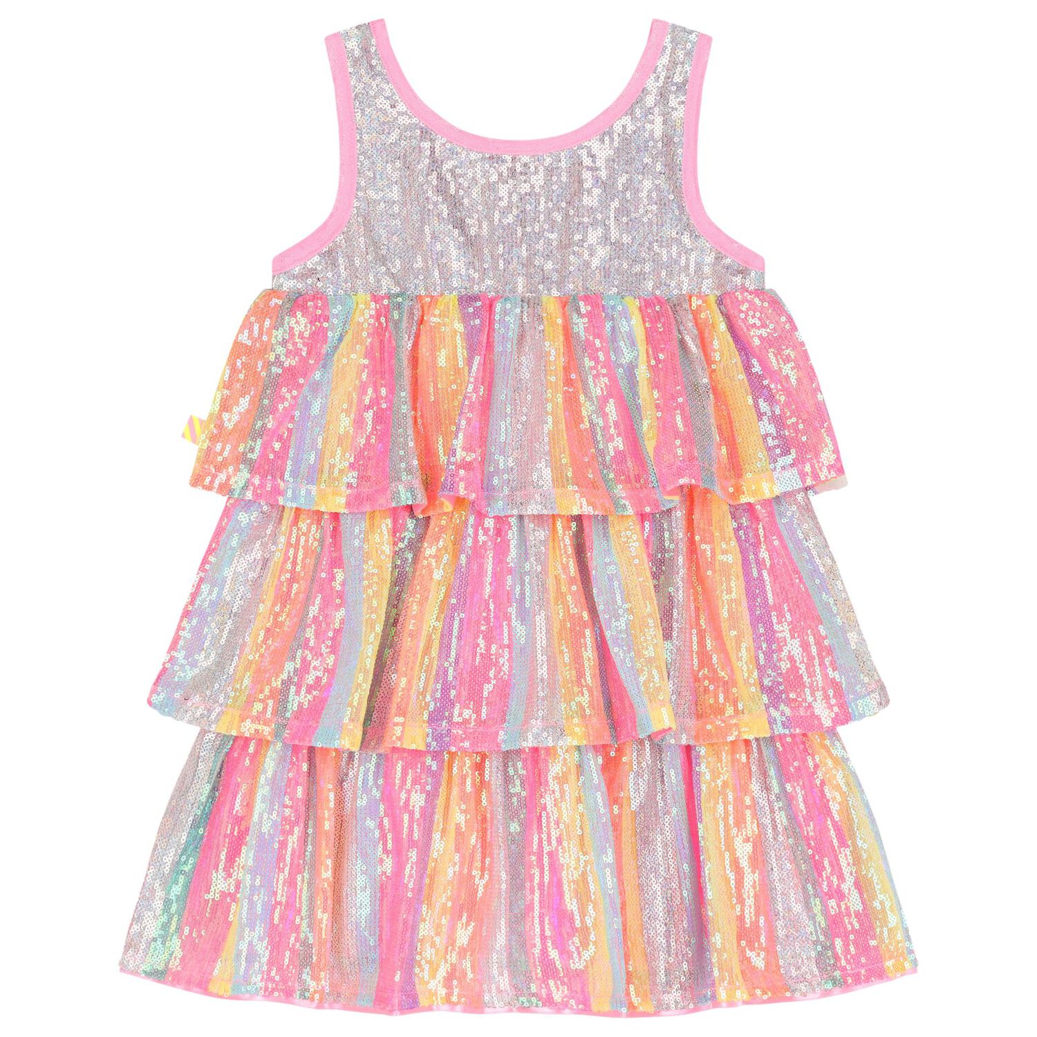 Girls Pink Sequin Layered Dress, 1, hi-res image number null