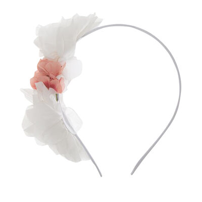 Girls White & Pink Floral Headband