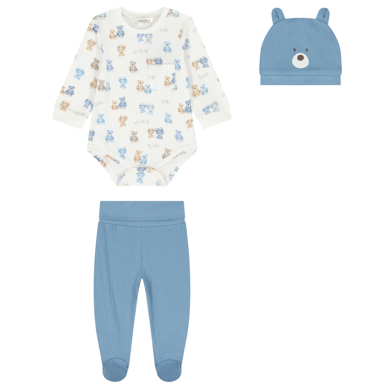 Baby Boys White & Blue Bodysuit Set, 1, hi-res