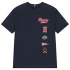 Boys Navy Blue Logo T-Shirt, 1, hi-res