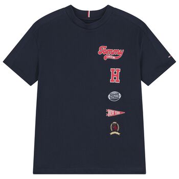 Boys Navy Blue Logo T-Shirt
