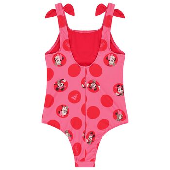 Girls Pink & Red Minnie Mouse Swimsuit
