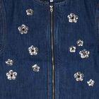 Girls Blue Denim Sequinned Floral Dress, 1, hi-res