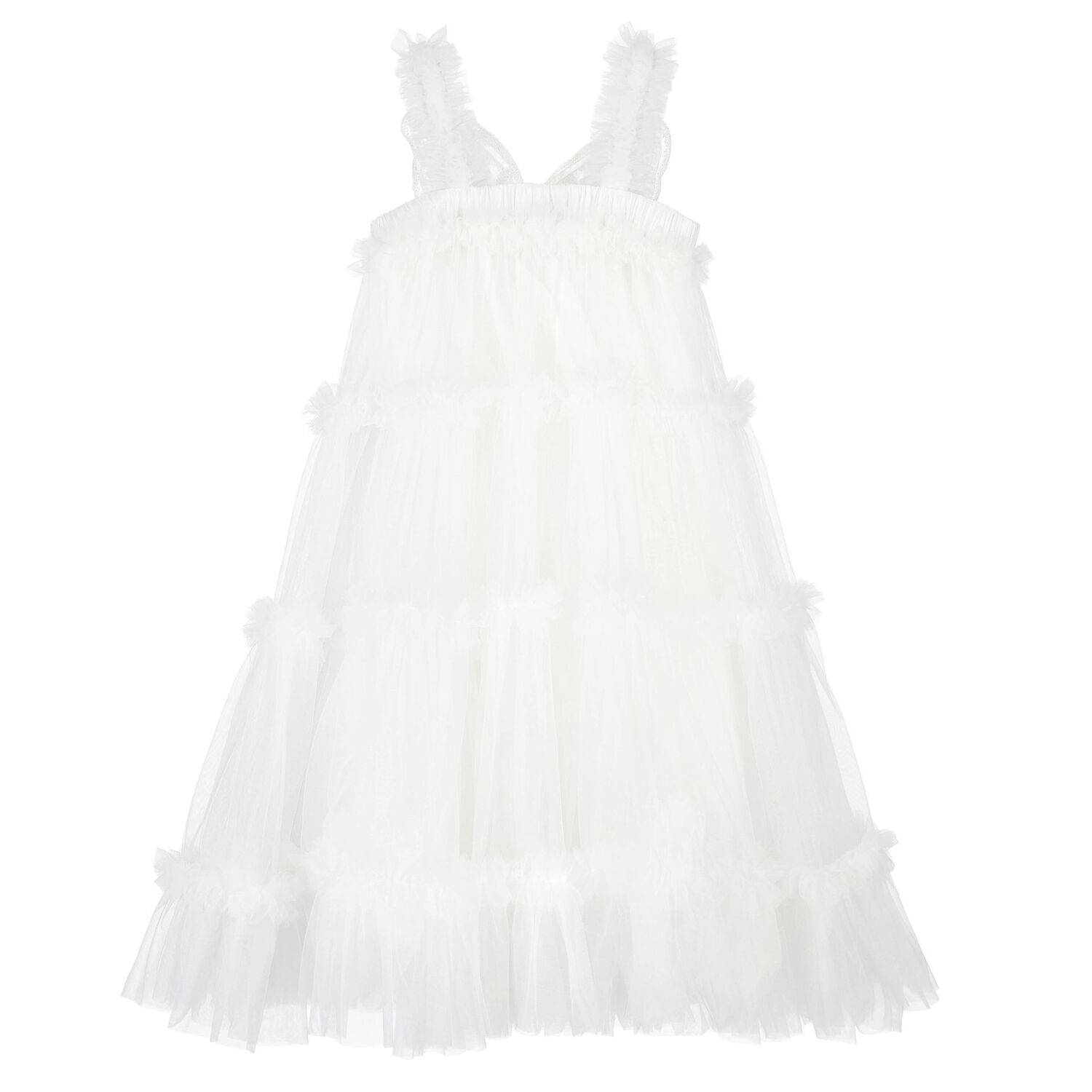 Girls Ivory Butterfly Tulle Dress, 2, hi-res image number null