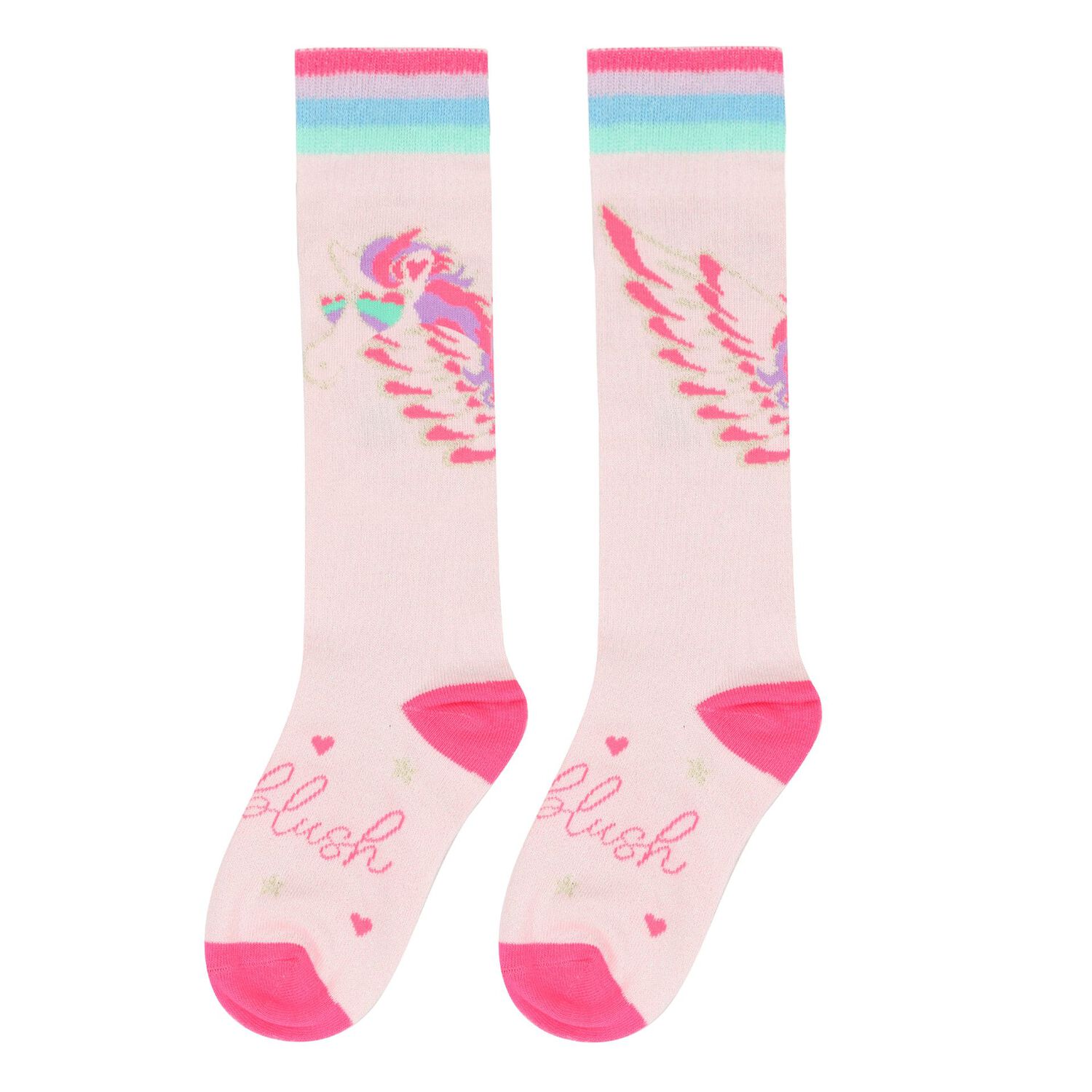 Girls Pink Logo Pegasus Socks, 1, hi-res image number null