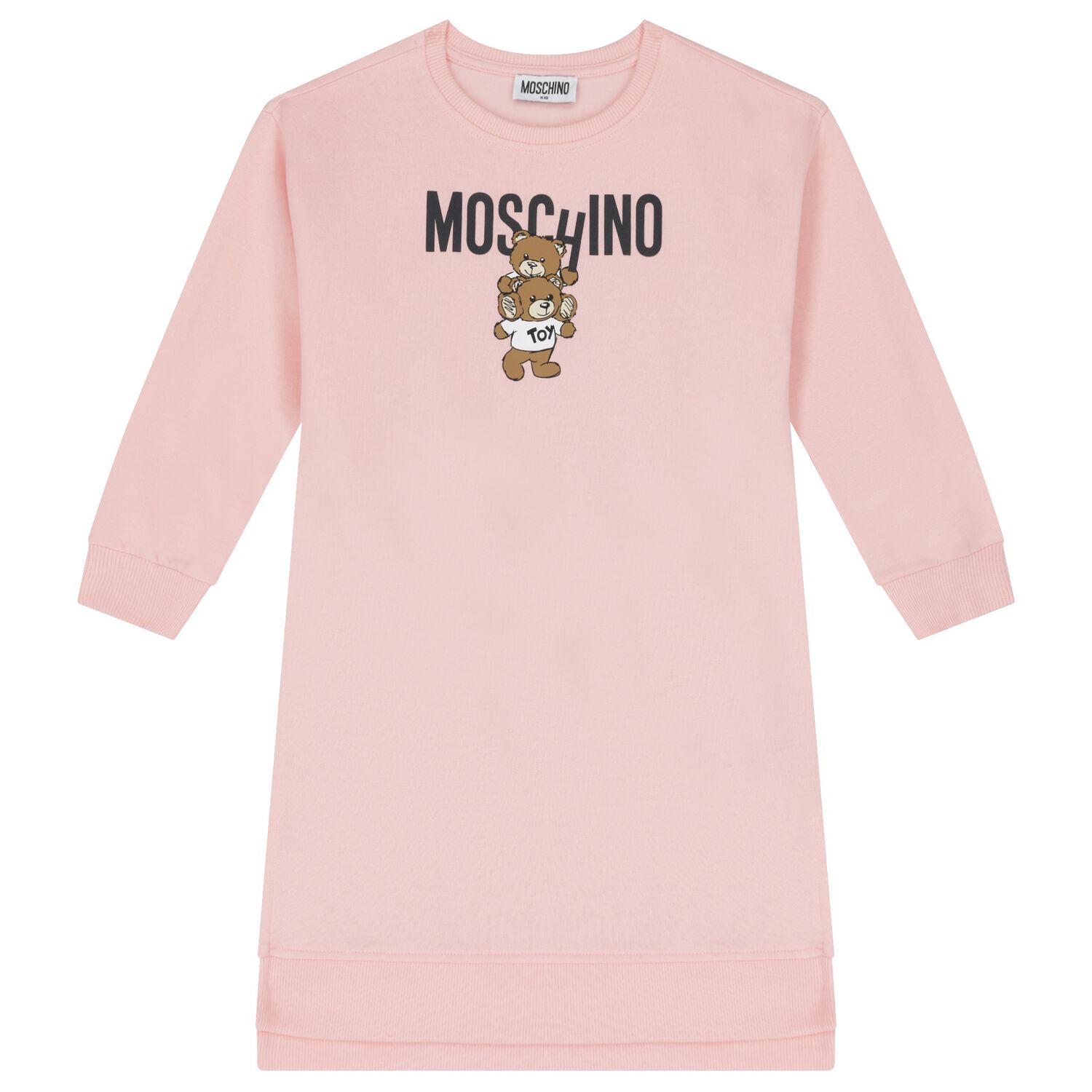 Girls Pink Teddy Bear Logo Dress, 3, hi-res image number null