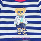 Girls White & Blue Striped Polo Bear Dress, 1, hi-res