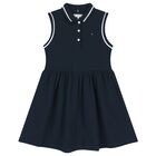 Girls Navy Blue Logo Polo Dress, 1, hi-res