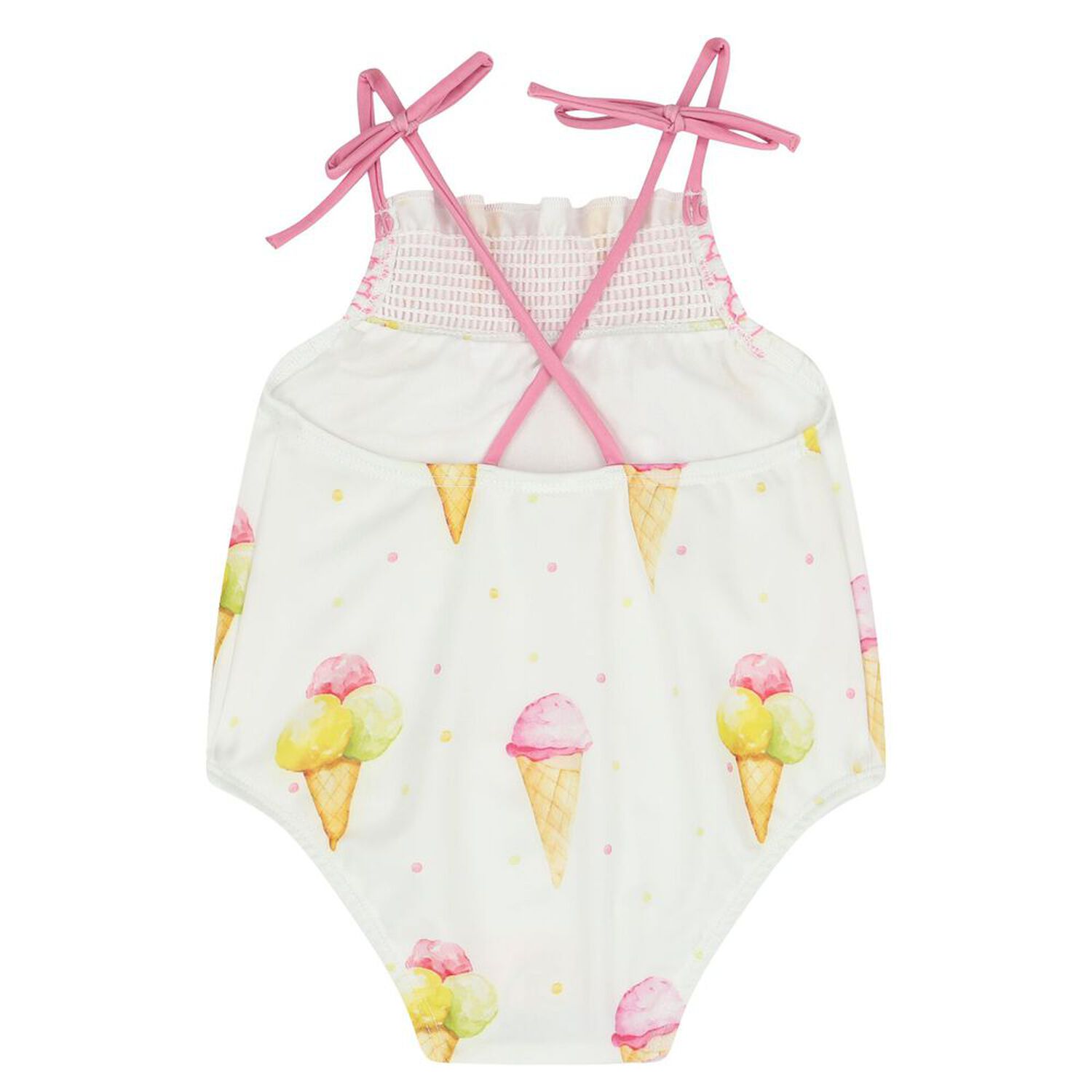 Younger Girls White Ice Creams Swimsuit, 1, hi-res