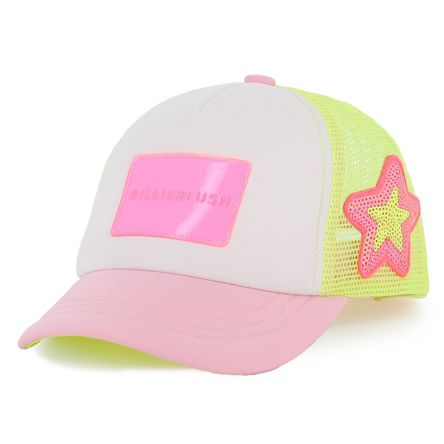 Girls White, Neon Yellow & Pink Logo Cap, 1, hi-res