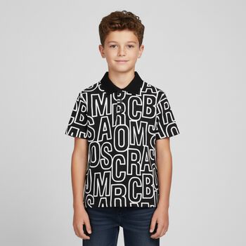 Boys Black & White Polo Shirt, 1 Boys Black & White Polo Shirt