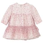 Baby Girls Pink Floral Tulle Dress, 1, hi-res