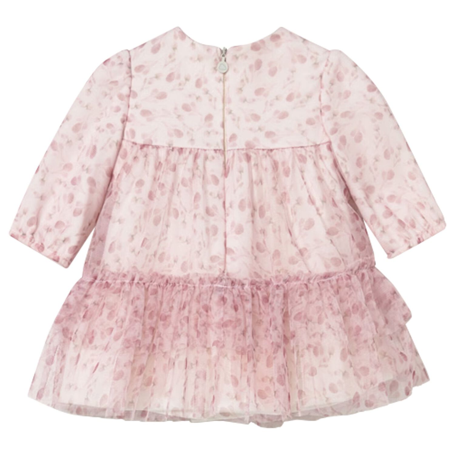 Baby Girls Pink Floral Tulle Dress, 1, hi-res