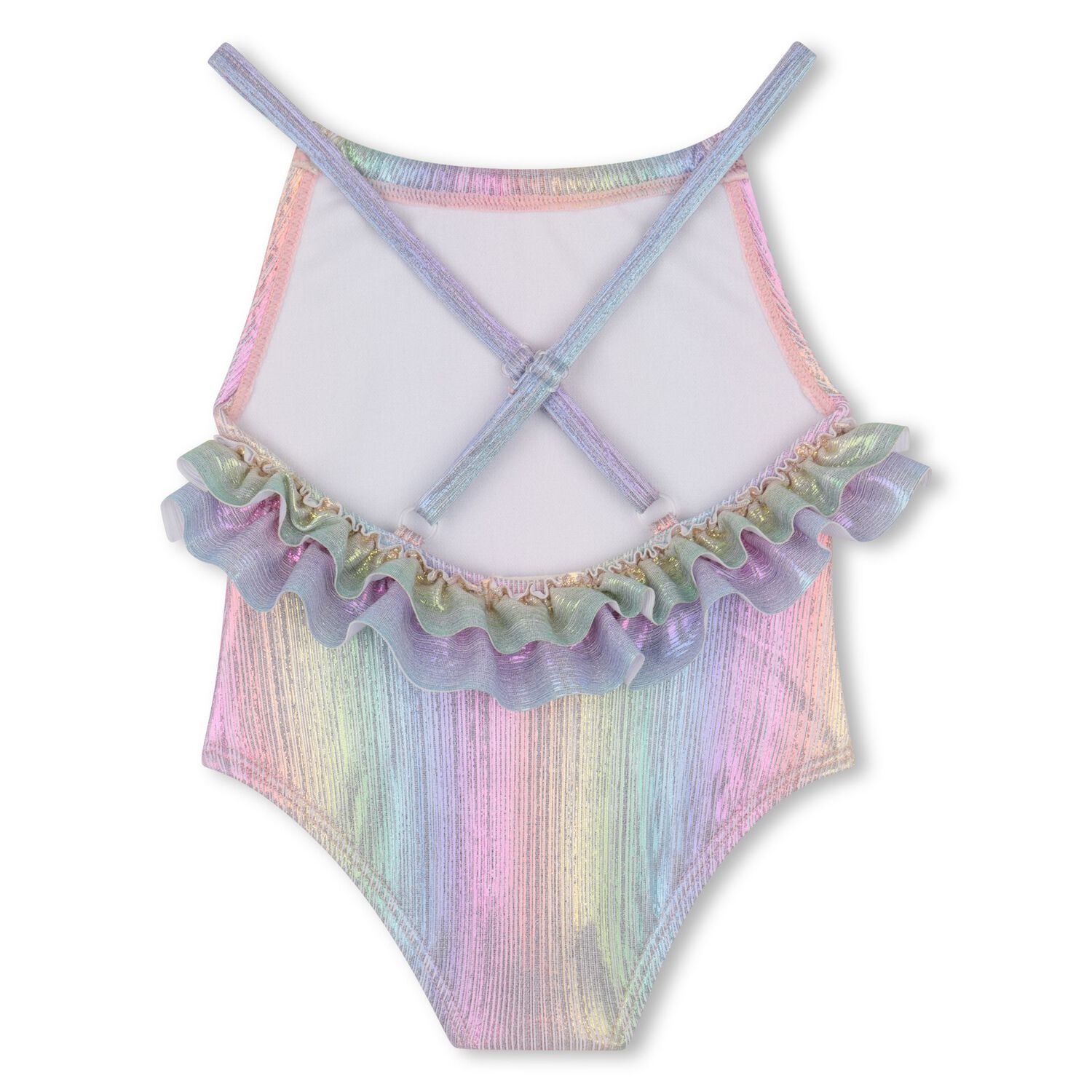 Younger Girls Iridescent Rainbow Swimsuit , 1, hi-res