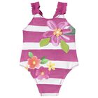 Younger Girls Pink & White Floral Swimsuit, 1, hi-res