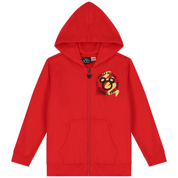 Red Mickey Mouse Hooded Zip Up Top