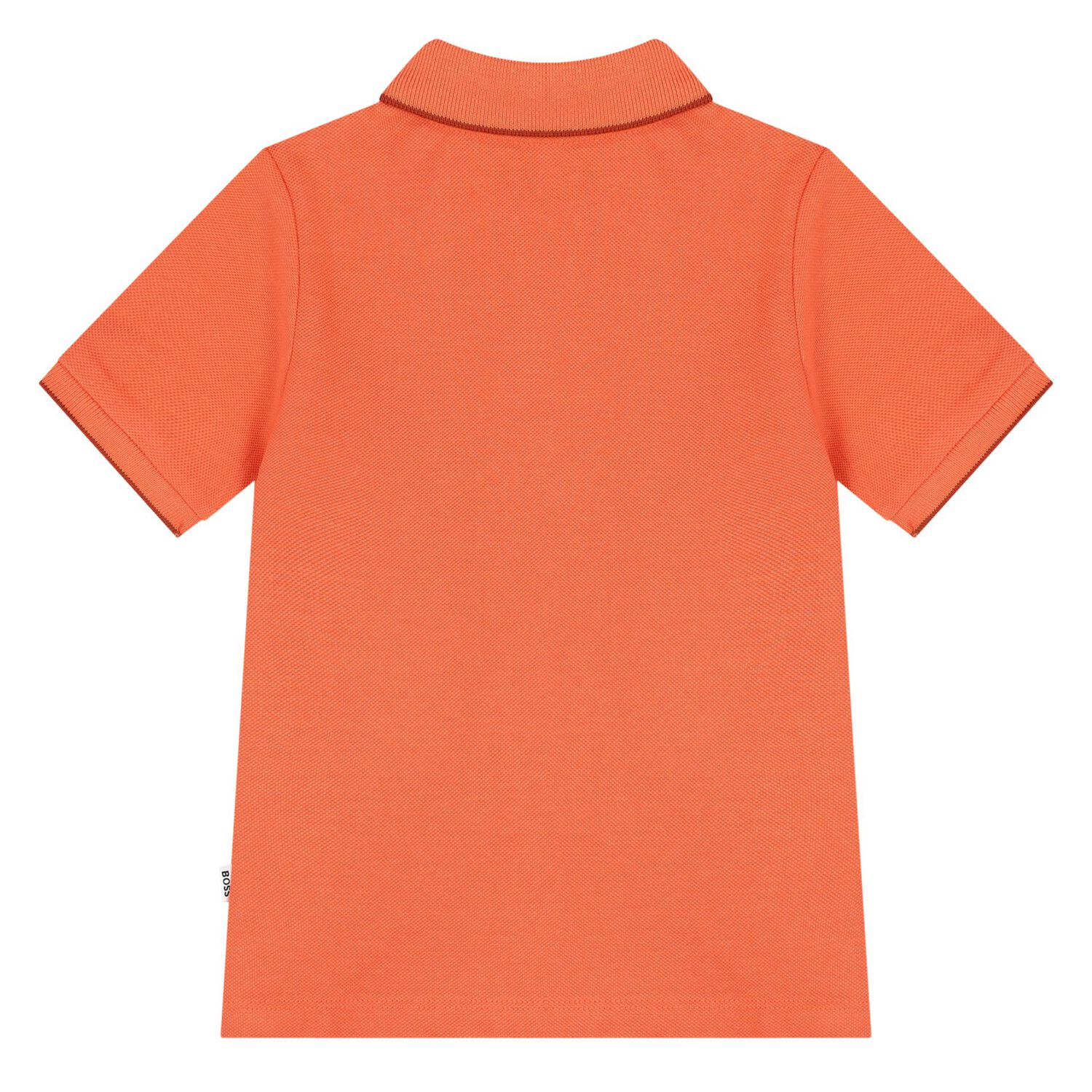 Younger Boys Orange Logo Polo Shirt, 2, hi-res