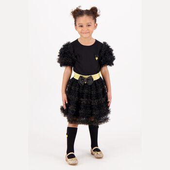 Girls Black & Gold Glitter Skirt