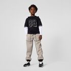 Boys Beige & Black Logo Reversible Joggers, 1, hi-res