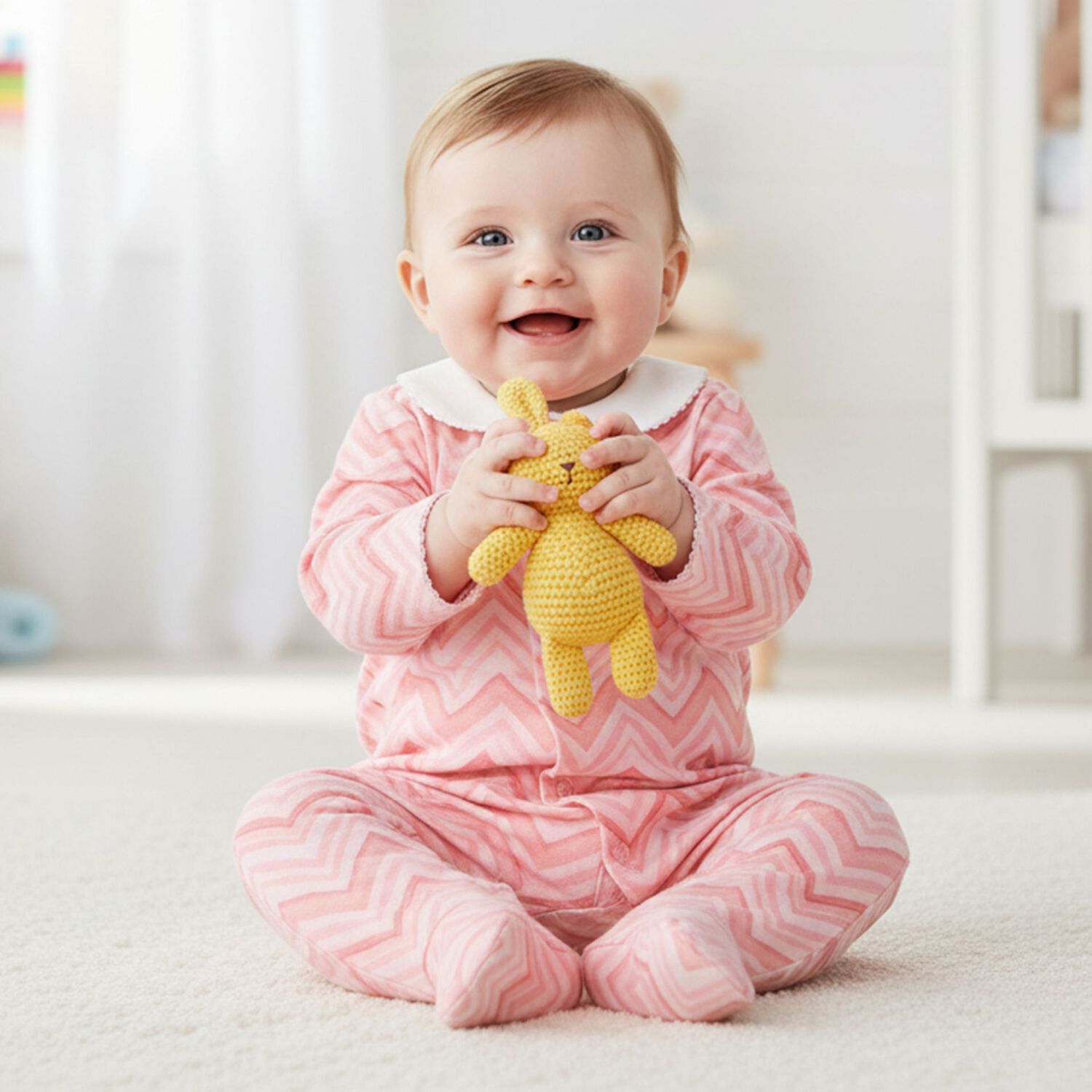 Baby Girls Pink Zig Zag Babygrow, 5, hi-res