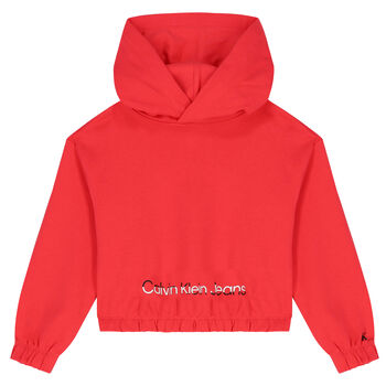 Girls Pink Logo Hooded Top
