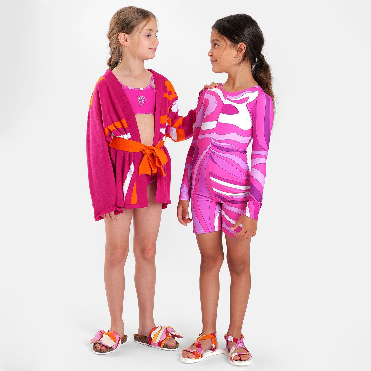 Girls Pink & Orange Sandals, 1, hi-res