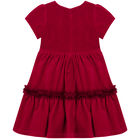 Girls Red Velvet Bow Dress, 1, hi-res