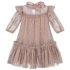 Girls Pink Star Tulle Dress, 1, hi-res