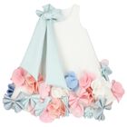 Girls White Floral Dress, 1, hi-res