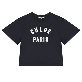 تيشيرت بنات بالشعار باللون الكحلي