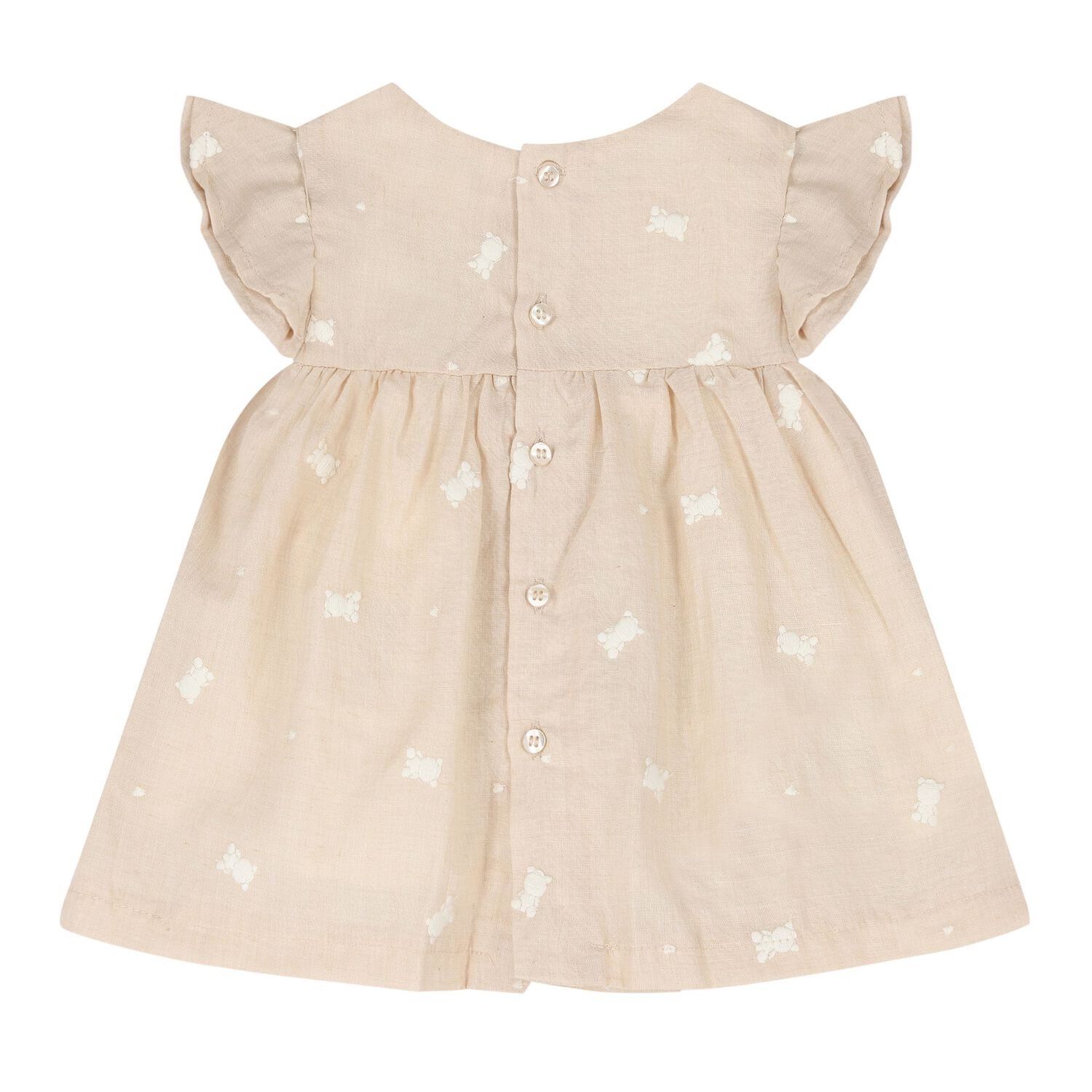 Baby Girls Beige Embroidered Floral Dress Set, 1, hi-res