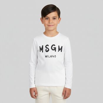White Logo Younger Long Sleeve Top