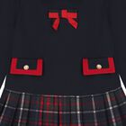 Girls Navy Blue Tartan Dress, 1, hi-res