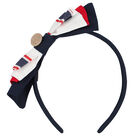 Girls Navy Blue Striped Headband, 1, hi-res