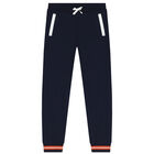 Boys Navy Blue Logo Joggers, 1, hi-res