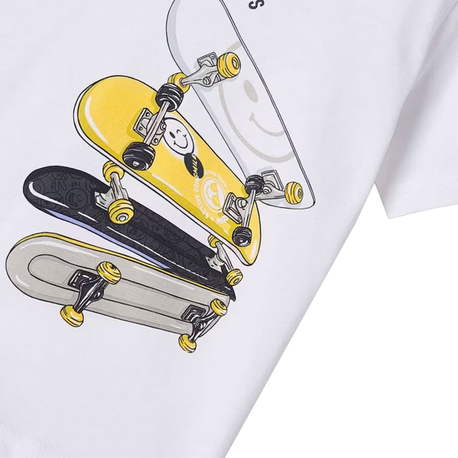 Boys White Skateboard T-Shirt, 1, hi-res