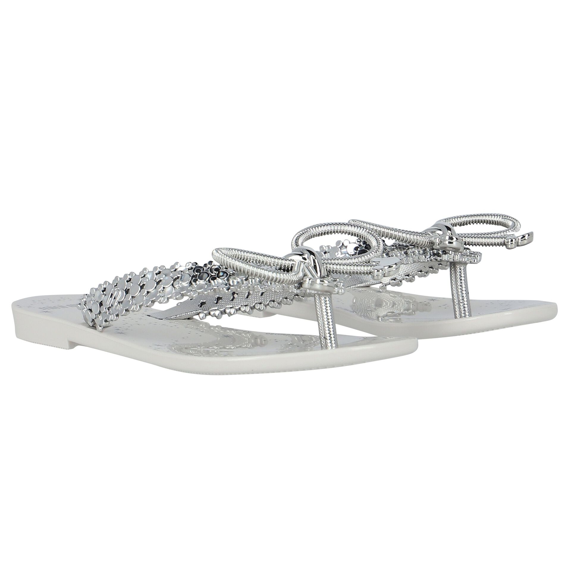 Girls silver flip flops discount