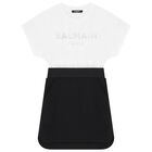 فستان بنات قطني باللون الأبيض والأسود , 2, hi-res